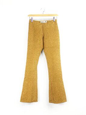 Vintage 90's TRIPP NYC Gold Ruched Y2K Slim Fit Flared Pants Trousers, Size M